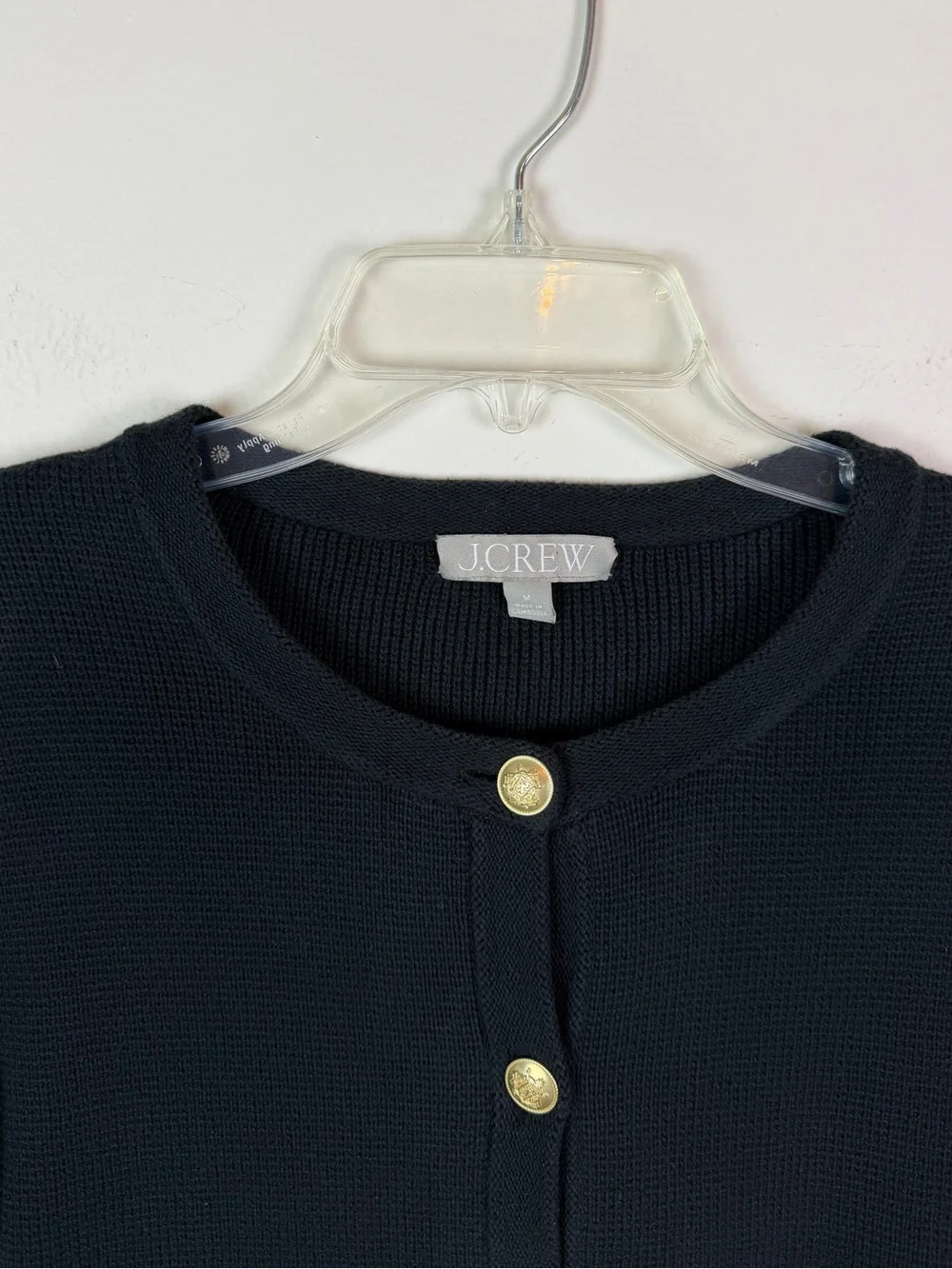 J. Crew Emilie Sweater Lady Jacket in Black Cotton Knit Size M